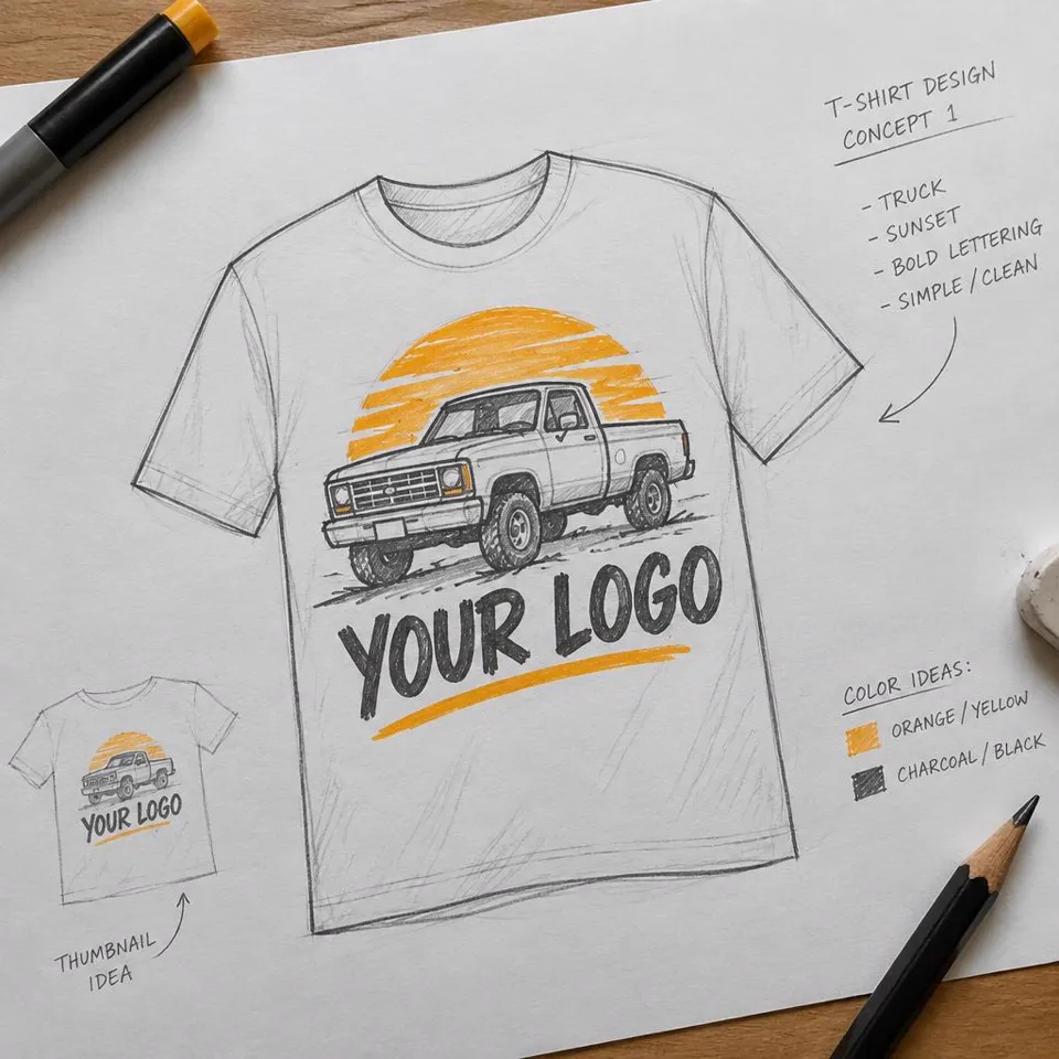 Hand sketch of a shirt design idea (placeholder)